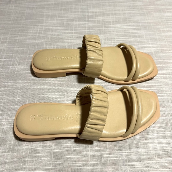 Tamaris Women's Flat Leather Sandal Mustard Size 39/US 8 Style No. 1-1-27110-28 - Picture 1 of 8
